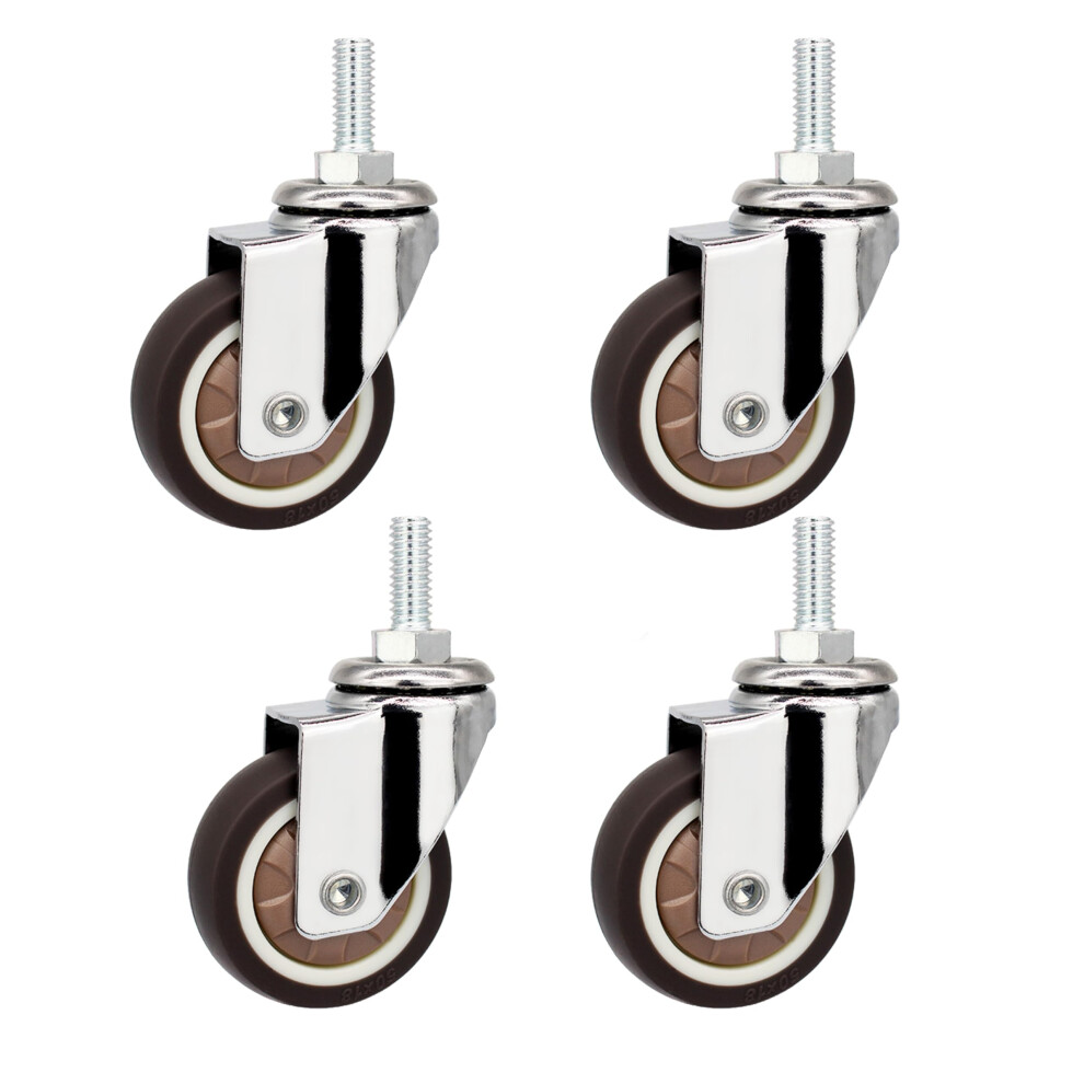 Stem Casters 360 Degree Swivel Stem Tpr Wheels With Metric M8-1.25X15mm Thread Industrial Castors For Carts Furniture Dolly Workbench(2 Inch M8-1 772324253027