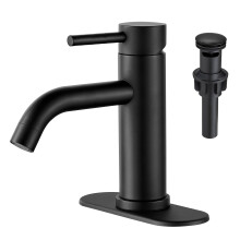 GENBONS Robinets de salle de bains noirs Robinet de lavabo de salle de bains monotrou Robinet mitigeur moderne poigne unique Robinet de lavabo