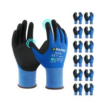 DULFINE ANSI A4 sk?rebestandige arbejdshandsker til m?nd 6 par pakke. Ber?ringssk?rm Micro Nitril Coated Anti-Slip & Holdbar til byggeri Tr?sk?ri