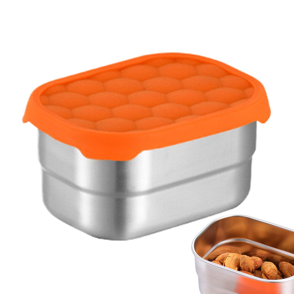Toddler Snack Containers Stainless Steel Leakproof Easy Open Rectangular 230ml Silicone Lid Kids Snack Box