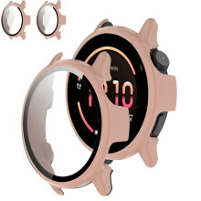 Rc-Z Screenprotector Case voor Garmin vivoactive 6 Smartwatch [2-Pack] Harde PC Bumper & Gehard Glas Full Face Cover Vervanging Accessoires voor Acti