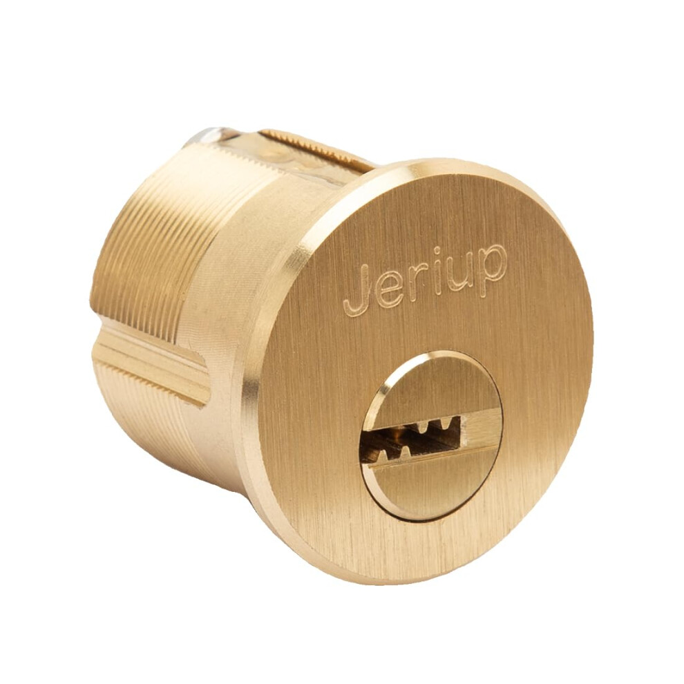 Jeriup Golden Satin Brass (Golden) Mortise Cylinder Door Lock 1-1/8"""" (Overall Length: 28.5Mm) Keyed Dimple Keyway Standard Outdoor & Indoor Use Door Rep