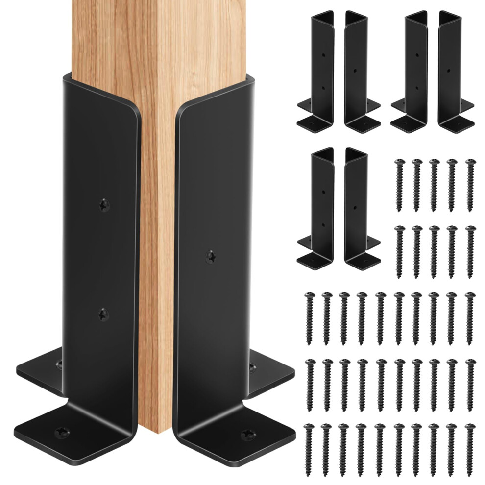 8Ks Nastaviteln Sloupkov Kotevn Konzoly Heavy Duty Pulsloup Cern Podpern Zkladna Pro Dreven Plot Pergola Zbradl Fit 1,5X1,5 2X2 2X4 4X4 Palu-image