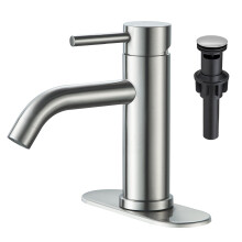 GENBONS Rubinetti per il bagno Rubinetto per lavandino del bagno monoforo in nichel spazzolato Rubinetto per lavabo moderno con maniglia singola