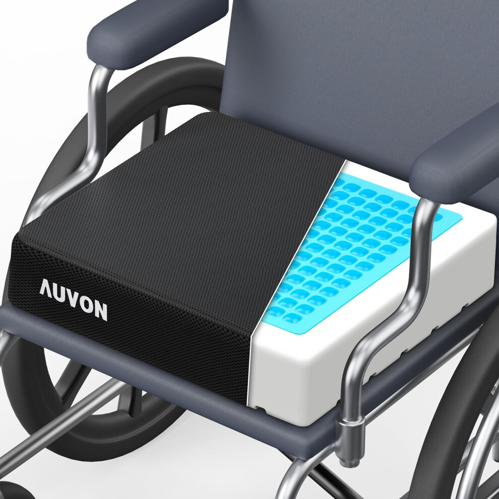 Auvon Cooling Gel Wheelchair Seat Cushion For Sciatica Back Pressure Sore And Ulcer Pain Relief Breathable Memory Foam Chair Cushion With Waterpro