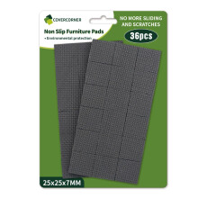 COVERCORNER Skridsikre m?belpuder 36 STK 1'' Square - Anti-Slip m?belpuder - Selvkl?bende gummif?dder M?belf?dder - Stoleben Gulvbeskyttere - Hol