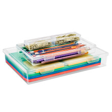 Sorbus Organizador de almacenamiento de suministros de arte de 4 piezas, almacenamiento apilable para manualidades con tapas con bisagras, organi