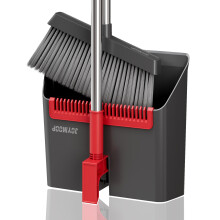 JOYMOOP Set di scopa e paletta nero e rosso Design ad angolo verticale con denti a pettine integrati per pavimenti duri in ufficio domestico