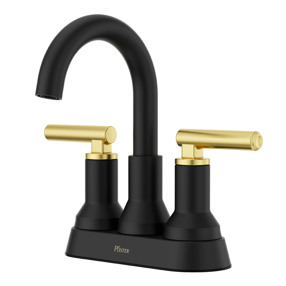Photos - Tap Hidden Part Pfister Capistrano Bathroom Sink Faucet 4-Inch Centerset 2-Handle 3-Hole NSF Certified Matte Black and Brushed Gold Finish L