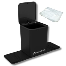 Car Trash Can Leakproof Compact Garbage Bin w/ Stability Flap, Anti-Slip Base, Portable Trash Holder for Cars, Trucks, SUVs, Minivans, Auto Organizer