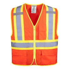 KAYGO Veiligheidsvest met Zakken - Hoogzichtbaar Reflecterend Vest ANSI Klasse 2 Bouwvest (Type R, Niet FR) KG0100 (XS, Oranje, 1 Stuk)