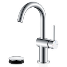 KENES Rubinetto per bagno cromato lucido Maniglia singola Rubinetto per lavabo moderno Prep per lavabo Rubinetto per lavabo con gruppo di scarico