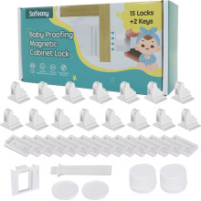 Paquet de 15 serrures magntiques pour armoire, protection bb  Loquets de scurit pour enfants Safeasy pour armoires, tiroirs et placards  I