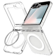 Spigen Ultra Hybrid Pro MagFit für Galaxy Z Flip 7 FE Hülle und Z Flip 6 Hülle [Nicht kompatibel mit Flip 7] [Anti-Vergilbung] – Klares Weiß