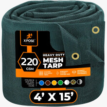 Xpose Safety Telo in rete verde resistente 4' x 15' - Telo parasole con protezione solare al 70% con occhielli per recinzione da giardino Tettoie