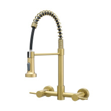 AIMADI Brushed Gold Kitchen Faucet Wall Mount Faucet 8 Inch Center|2 Handle Commercial Sink Faucet for Modern Kitchens Luxury Style