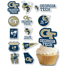 Georgia Tech Dcorations de cupcakes pour dcorations de fte d'anniversaire de football GT (24 pices) (vestes jaunes Georgia Tech)
