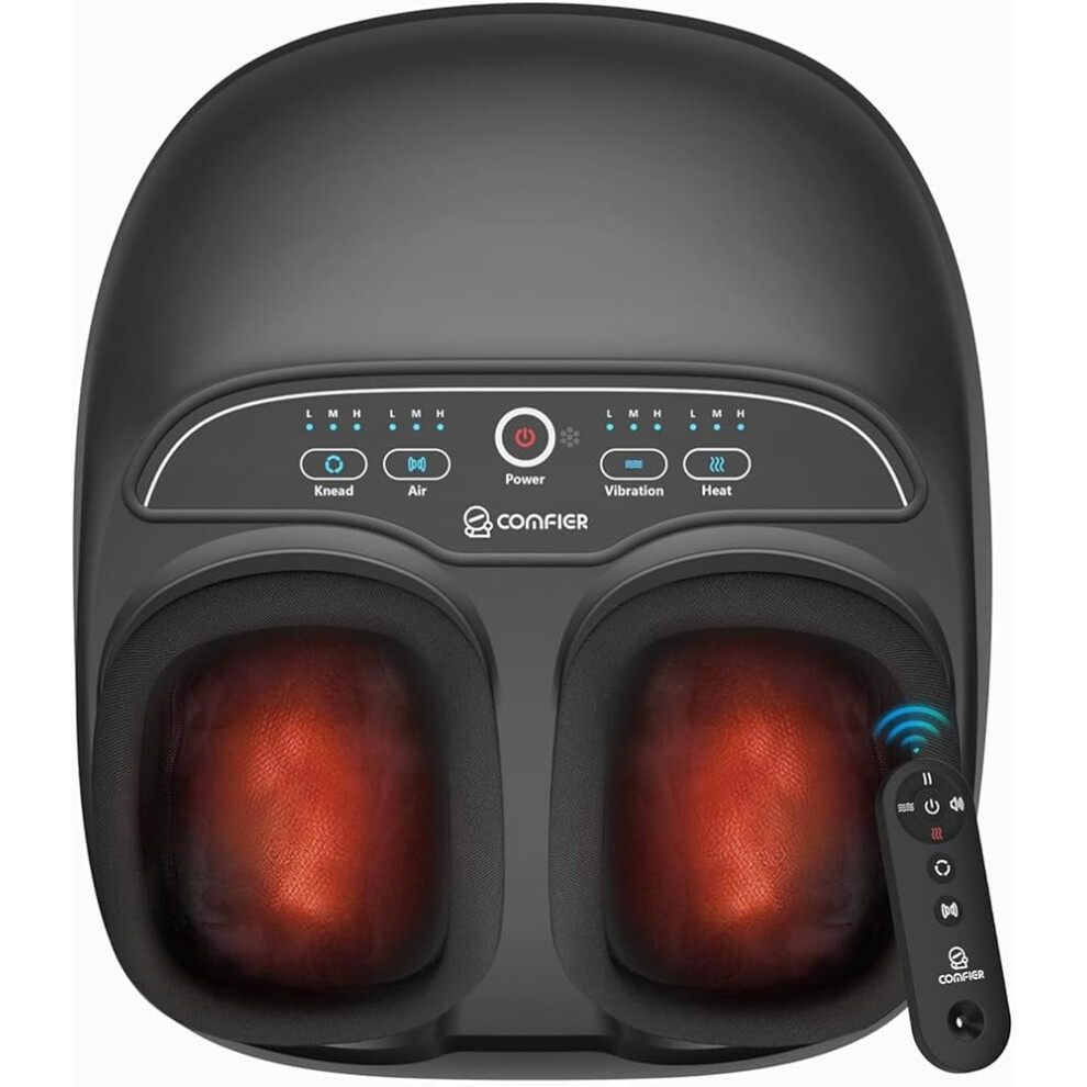Comfier Shiatsu Foot Massager With Heat Feet Massager Machine For Plantar Fasciitis Neuropathy Gifts For Him/Her Remote Control Pause Function Up T
