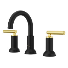 Rubinetto per lavabo Pfister Capistrano da 8 pollici diffuso 2 maniglie 3 fori finitura nero opaco e oro spazzolato LF049CSOBBG