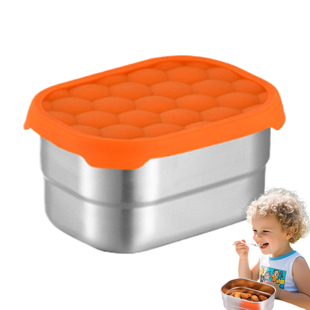 Toddler Snack Containers Easy Open Stainless Steel Tableware 230ml Rectangle Small For Camping Picnic Outdoor Travel