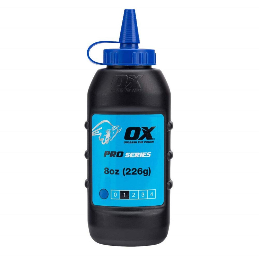 Ox Pro Series Violet Chalk Line Powder 8Oz Marking Chalk Refill - Dust-Off Zero Permanence Line Marking Powder Refill With High Flow Nozzle And Leak