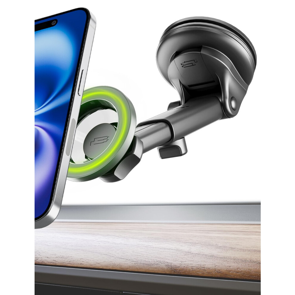 Bracketron Magsafe Car Mount Magalign Pro Extend Magnetic Phone Holder For Car Windshield & Dashboard & Vent 360 Vacuum Suction Cup Phone Mount For I 874688002768