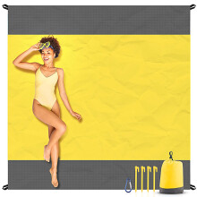 EASYFUN Stranddeken Zanddicht Overmaat, 79''83'' Extra Groot Strandmat, Draagbare Picknickmat voor Reizen