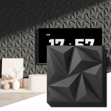 Art3d 3D-wandpanelen, 20 stuks, 11,8"" x 11,8"""" (19 m? PVC-wandpanelen, lijmbare wanddecoratie voor woonkamer, slaapkamer, kantoor, zwart