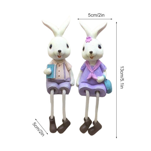 Resin Rabbit Decorations Easter Bunny Figurines Spring Home Decor Tabletop Easter Statues Gifts For Easter, 2PCS 1
