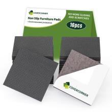 COVERCORNER Skridsikre m?belpuder 16 STK 2 1/2'' Firkantet - Anti-Slip m?belpuder - Selvkl?bende gummif?dder M?belf?dder - Gulvbeskyttere til sto