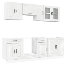 (high gloss white) vidaXL 8 Piece Kitchen Cabinet Set Kalmar Grey Sonoma Engineered Wood