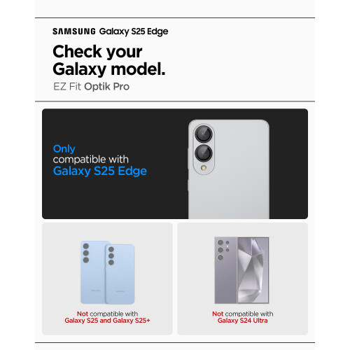 Spigen Spigen Camera Lens Screen Protector [GlasTR EZ Fit Optik Pro] Designet til Galaxy S25 Edge [Case Friendly] - 2 stk. 1