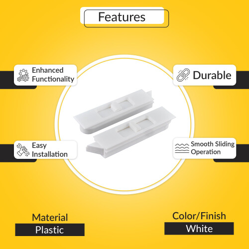 Brixwell Snap-in Tilt Latch, Left & Right Pair, Plastic, White, 2-21/32" Length 2