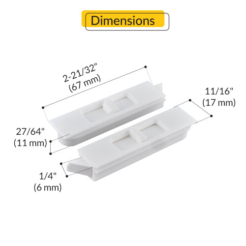 Brixwell Snap-in Tilt Latch, Left & Right Pair, Plastic, White, 2-21/32" Length 1