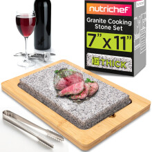 NutriChef Sizzle Hot Cooking Stone Grill bambulautasella Graniittikivigrilli liukumattomilla kahvoilla Sdettv lmptila 550 F Max Heat - tydelli