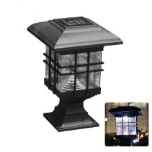 (White Light) Solar Powered LED Garden Yard Pillar Lamp Outdoor Decorative Auto On/Off Light