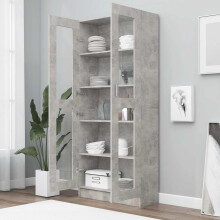 vidaXL Vitrine Cabinet Concrete Grey Engineered Wood Storage Rack Sideboard