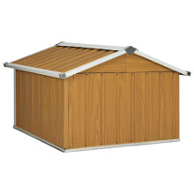 vidaXL Garden Robot Lawnmower Shed Galvanised Steel Brown Tool Storage Shed