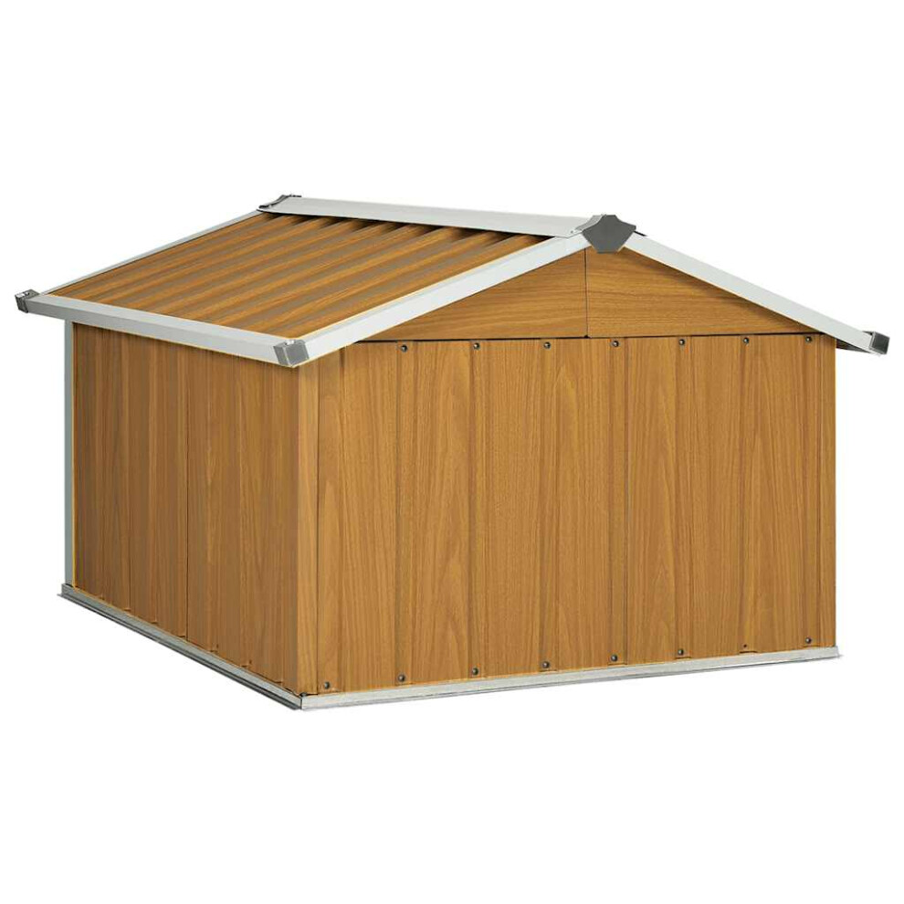Vidaxl Garden Robot Lawnmower Shed Galvanised Steel Brown Tool Storage Shed
