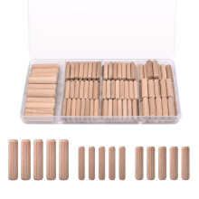 Pasadores de madera de 1/4 pulgadas, 200 unidades, pasadores de madera estriados de 1/4 x 1-1/4 pulgadas, varillas de madera dura para manualidad
