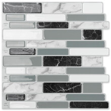 Art3d 20-vel Peel and Stick Keuken Backsplash Tegels Zelfklevende Wandtegels voor Keuken en Badkamer 12""x12"""" Marmer Grijs