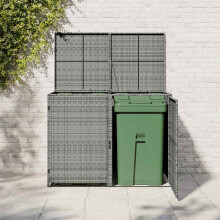 vidaXL Mülltonnenbox für 2 Tonnen Poly Rattan Anthrazit 14877111 cm