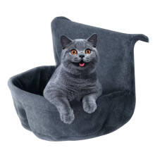 Cats Sleep Hammock Bed Plush Lounger Bed Detachable-dark gray