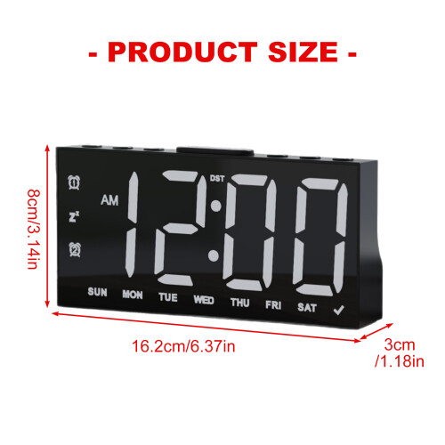 Multifunctional Alarm Clock With Time Week LED-Black Monochrome 2