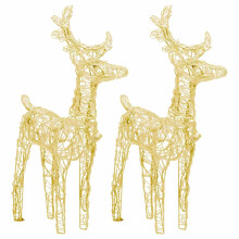 (warm white) vidaXL Christmas Reindeers 80 LEDs Acrylic Christmas Lighted Reindeer Decor