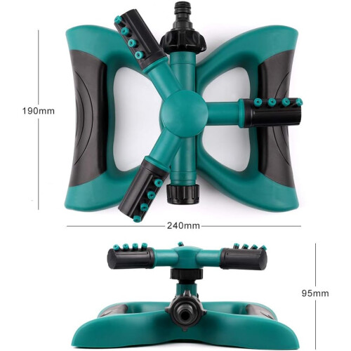 Aspersor para jardim com rotação automática de 360 graus e design de três braços, fácil de usar e manter. 1