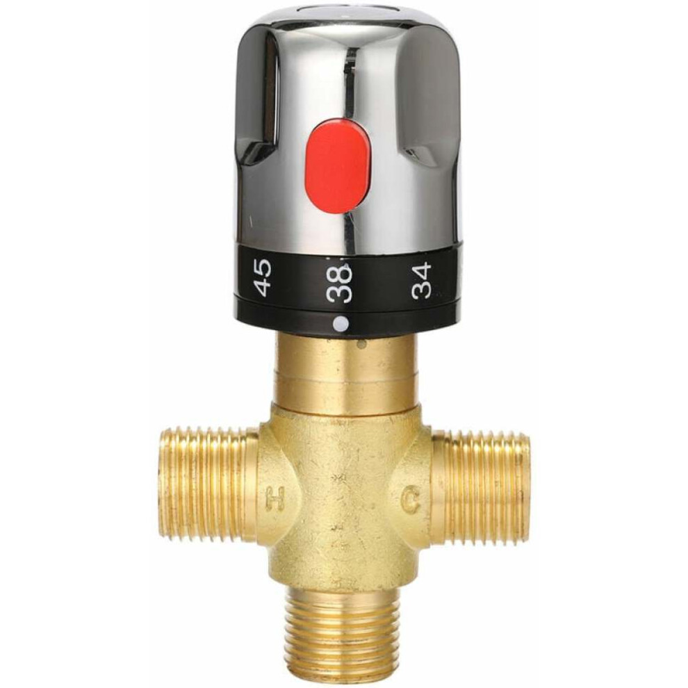 Premium Brass Body Thermostatic Valve With 1/2 Npt Male Threads, Adjustable Water Temperature Mixing Valve, Wall-Mounted Bath Thermostatic Mixer Valve 9489125554482