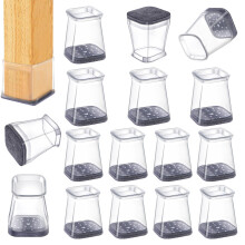 16 protectores cuadrados para patas de sillas para suelos de madera dura, almohadillas de fieltro de silicona para muebles, tapas para patas de s