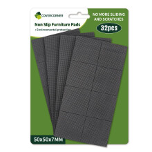 COVERCORNER Skridsikre m?belpuder 32 STK 2'' Square - Anti-Slip m?belpuder - Selvkl?bende gummif?dder M?belf?dder - Stoleben Gulvbeskyttere - Hol