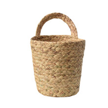 Decorative Plant Containers Hanging Rattan Pot Seagrass Woven Storage Wall Organizer Rustic Sundries Basket for Indoor Outdoor Use Natural Fiber Desig